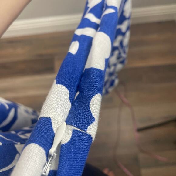 Boden Petite Size 6/6P Floral Casual Linen Tunic Dress Blue White 3/4 Sleeves - Picture 8 of 11